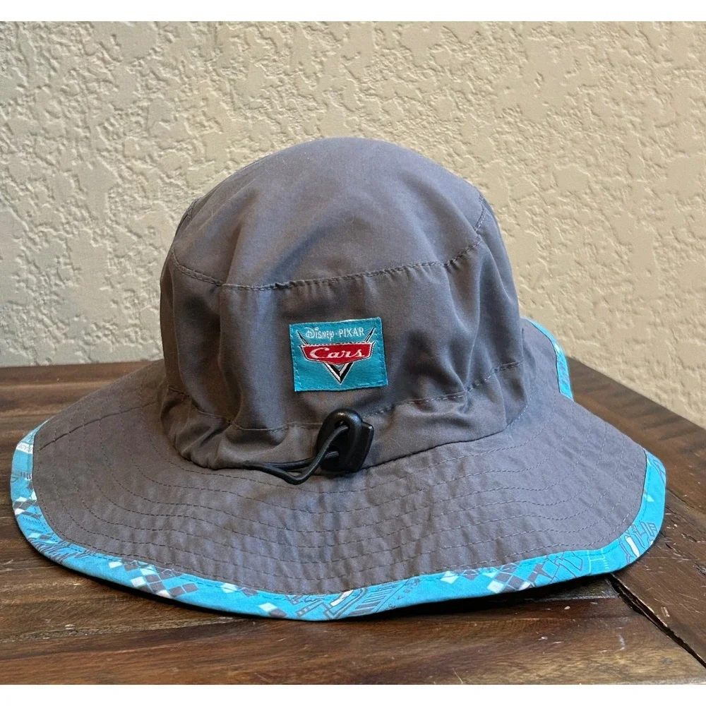 Disney Pixar Cars Bucket Hat Boys One Size Grey Teal Lightning McQueen Sun Hat